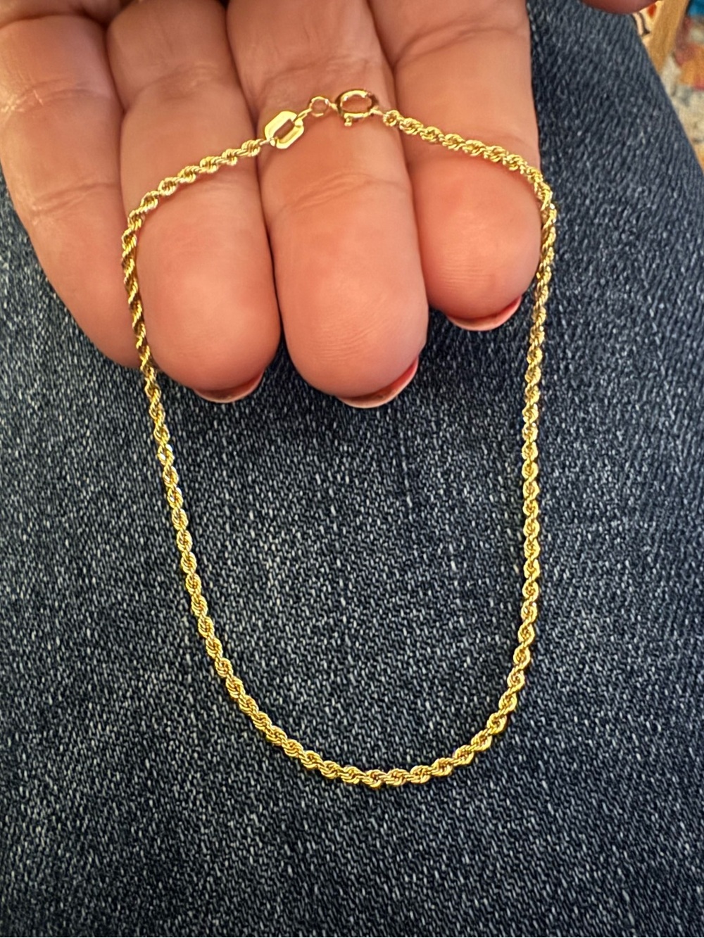BRAND NEW SOLID 10k 1.6mm 7.5 yellow gold rope bracelet